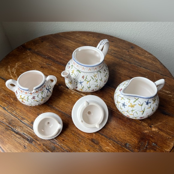 Lis Ceramica Brasil Handpainted Floral Design Tea Set - Picture 7 of 12